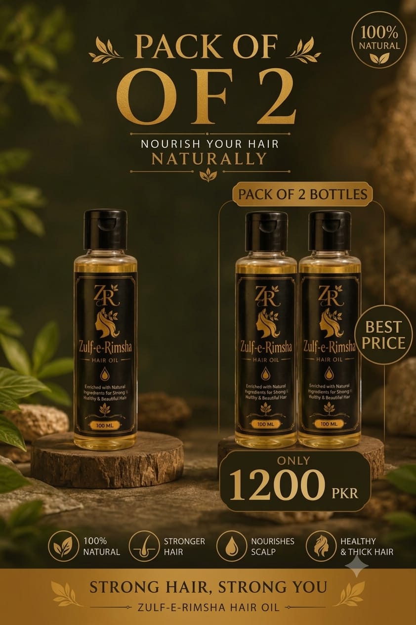 Zulf-e-Rimsha Organic Hair Oil – Pack of 2 (100ml x 2) Value Saver Pack